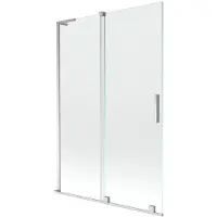 Mexen Velar L Badewannenfaltwand 2-flügelig verschiebbar 120 x 150 cm, transparent, Chrom - 896-120-003-01-01