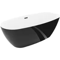 Mexen Luvo Slim freistehende Wanne 170 x 75 cm, weiß/schwarz, Überlauf schwarz - 52801707575-70