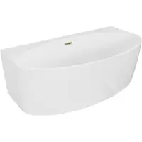 Mexen Bruna freistehende Wandbadewanne 150 x 82 cm, weiß glänzend, Überlauf gold - 52731508200-50