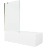 Mexen Vega rechteckige Badewanne 150 x 70 cm mit Verkleidung und 1-flügliger Duschabtrennung 100 cm, transparent, gold - 5501150