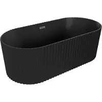 Mexen Paola freistehende geriffelte Badewanne 170 x 80 cm, schwarz matt, Überlauf gun gray gebürstet - 52721708071-66