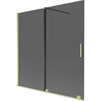 Mexen Velar Duschabtrennung für die Badewanne, 2-flügelig, 160 x 150 cm, Graphit, Gold gebürstet - 896-160-000-41-55