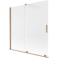 Mexen Velar Badewannenabtrennung 2-flügelig verschiebbar 160 x 150 cm, mattiert, gebürstetes Kupfer - 896-160-000-31-65
