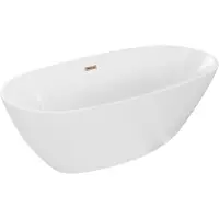 Mexen Eris Freistehende Badewanne 155 x 80 cm, weiß, rosa Gold Überlauf - 53441558000-60