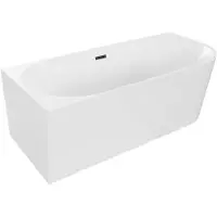 Mexen Mia freistehende Eckbadewanne links 180 x 80 cm, weiß, schwarzer Überlauf - 52691808000L-70