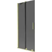 Mexen Velar Badewannenabtrennung 2-flügelig verschiebbar 85 x 150 cm, graphit, gold gebürstet - 896-085-000-41-55
