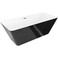Mexen Velo Slim freistehende Badewanne 170 x 75 cm, weiß/schwarz, Überlauf gun gray gebürstet - 52811707575-66