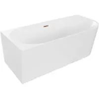 Mexen Mia freistehende Badewanne links 180 x 80 cm, weiß, Überlauf rose gold - 52691808000L-60