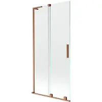 Mexen Velar L Badewannenwand 2-flügelig verschiebbar 90 x 150 cm, transparent, gebürstetes Kupfer - 896-090-003-01-65