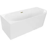 Mexen Mia freistehende Eckbadewanne links 180 x 80 cm, weiß, Abfluss gold - 52691808000L-50
