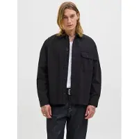 Jack & Jones Langarmhemd "JJEDOVER OVERSHIRT LS SN", Herren, Gr. S, N-Gr, schwarz, Web, Obermaterial: 100% Baumwolle, unifarben, weit, Hemden Langarmhemd