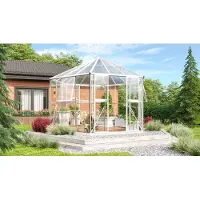Pergart Vitavia Gewächshaus-Pavillon "Juno 9000" inkl. Stahlfundament weiß 9,0 m² 3 mm ESG, 6 mm HKP