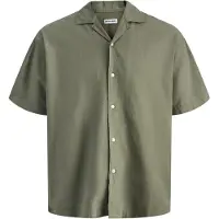 Jack & Jones Kurzarmhemd "JJEBREEZE LINEN BLEND RESORT SHIRT SS SN" mit Knopfleiste