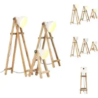 vidaXL Stehlampen 3 Stk. Weiß E27 Mango Massivholz - Lampen
