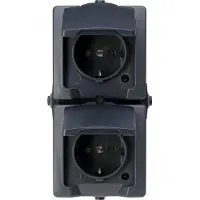 Kopp Feuchtraum-Steckdose 2-fach Klappdeckel Nautic, anthrazit 136915009