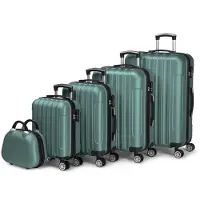 Alightup Hartschalenkoffer Reisekoffer-Set Koffer-Set Trolley-Set 5 Stk. mit Längsstreifen ABS