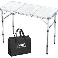 OEM Verstellbare Aluminium Reistafel - Strand - Balkon - Picnic Tisch - 87,5 x 40,2 x 68,5 cm - Weiß