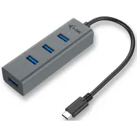 I-Tec Metal USB-C HUB 4 Port, USB 3.2 Gen 1 (3.1 Gen 1) Type-C, USB 3.2 Gen 1 (3.1 Gen 1) Type-A, 5000 Mbit/s, Grau, Android, 96 mm