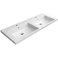Sapho GSI Norm – Waschbecken mit zwei Becken, 1250 x 500 mm, mit 2 Löchern für Armaturen, ExtraGlaze-Oberfläche, weiß, Artikelnummer 8627111