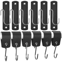 OEM Schwarze Leder-S-Haken, 6er-Set, platzsparend, hochwertig