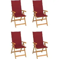 OEM Massivholz Gartenstühle 4er Set mit Weinrot Kissen