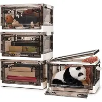 OEM 24-Liter-Transporthüllen-Set mit Abdeckung und Rollen, 4 Stückerweise transparent schwarz & Weiß gefaltete Aufbewahrungsboxen für Haushalt, Badezimmer und Küche.