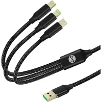 Forever 3-in-1 Kabel mit USB-C, Micro-USB und Lightning Anschlüssen, - Schwarz