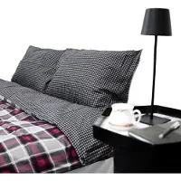 Cofi1453® Wendebettwäsche aus 100% Baumwolle mit Decken- und Kissenbezug Karomuster 200x200 cm