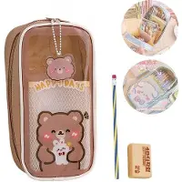 OEM Kunststoffasche für Schule und Büro, kawaii Cartoon-Tier-Design, Organizer für Schreibtischbedarf, Stifthalter für Mädchen und Jungen, braune Schulmappe