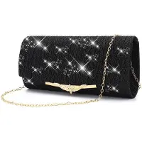 OEM Glitzernde Abendhandtas schwarz mit Kette