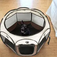 Markenlos Tragbare Faltbare Puppybox 74 x 74 x 43 cm - Braun