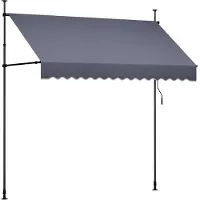 SucceBuy Klemmmarkise 250 cm, höhenverstellbare Markise mit Handkurbel, Sonnenschutz UPF 80+ für Terrasse, Balkon und Garten, Dunkelgrau