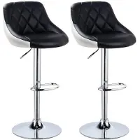 OEM Ergonomische Barstühle aus Kunstleder - Set von 2 - Küche - Schwarz - Höhenverstellbar - Sitzhöhe 60-82cm
