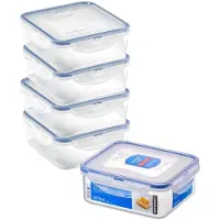 OEM Luftundurchlässige und wasserdurchlässige BPA-freie Quadrat-Isolierbehälter, 5 Stück, 5 x 870 ml