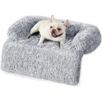 Markenlos Hundebett Plüsch Hundedecken - Hundekissen für kleine und mittelgroße Hunde - 80 x 75 x 16 cm - Ombre Grau