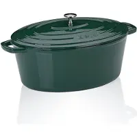kela Bräter Calido mit Deckel Oval Emerald Green 36 x 29 cm