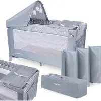 OEM Babynest - 2-Doppelmatratzen - hochklappbares Transportbett - Kinderbett für Säuglinge - sicherheits - grau - für Säuglinge (0-6 Monate, 15 kg) - für Kleinkinder (6-36 Monate, 25 kg)