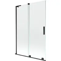 Mexen Velar L Badewannenfaltwand 2-flügelig 120 x 150 cm, transparent, schwarz - 896-120-003-01-70