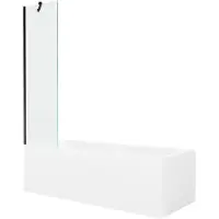 Mexen Cubik rechteckige Badewanne 150 x 70 cm mit Verkleidung und 1-flügeliger Duschwand 50 cm, transparent, schwarz - 55031507?