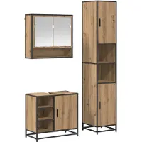 vidaXL Badezimmermöbel-Set 3 Stk. Artisan-Eiche Holzwerkstoff