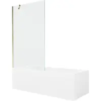 Mexen Cubik rechteckige Badewanne 150 x 70 cm mit Verkleidung und 1-flügeliger Abtrennung 100 cm, transparent, gold - 550315070?
