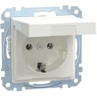 Merten SCHUKO-Steckdose pws/gl Klappdeckel MEG2311-0319