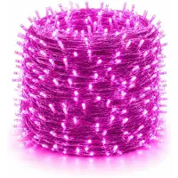 Rosikey 100M 2000LEDs, 8 Lichtmodi, LED Weihnachten Lichterkette, Lichterkette Strom Transparente Kabel, Innendeko Licht, Party Beleuchtung, Rosa