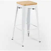 AHD Amazing Home Design stuhl hoch bar küche metall industriell oben h78cm holz steel up wood - Weiß