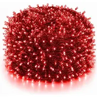 Rosikey 100M 1000LEDs 8 Modi Lichterkette Strom LED Weihnachten Lichterkette Transparente Kabel Zimmer Deko Licht Party Garten Weihnachtsbaum Beleuchtung, Rot