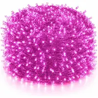 Rosikey 100M 1000LEDs 8 Modi Lichterkette Strom LED Weihnachten Lichterkette Transparente Kabel Zimmer Deko Licht Party Garten Weihnachtsbaum Beleuchtung,Rosa