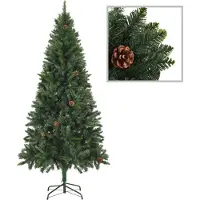 The Living Store Künstlicher Weihnachtsbaum mit Kiefernzapfen Grün 180 cm