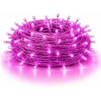 Rosikey 10M 100LEDs 8 Modi Lichterkette Strom LED Weihnachten Lichterkette Transparente Kabel Zimmer Deko Licht Party Garten Weihnachtsbaum Beleuchtung, Rosa