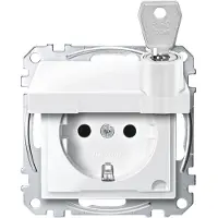 Merten SCHUKO-Steckdose pws/gl Klappdeckel MEG2315-0319