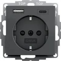 Gira 245928 SCHUKO SP USB-Spannungsvers. 2f Typ A/C System 55 Anthrazit